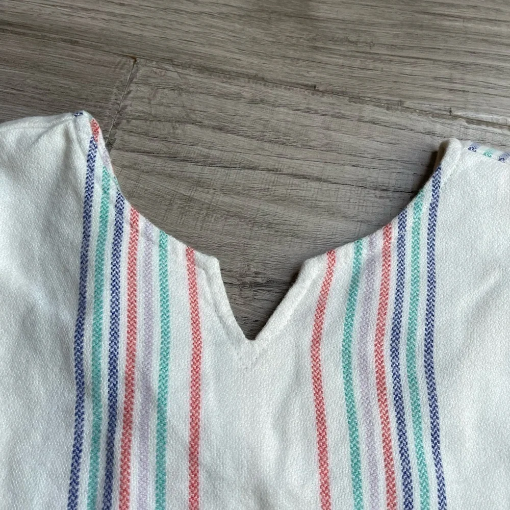 NWT Gymboree Girls Tunic 100% Cotton Fringe Flannel Feel Striped V Neck SZ 7/8